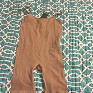 Brown Ribbed Jumpsuit